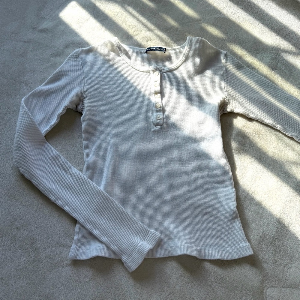 Brandy Melville Cream Long Sleeve Henley